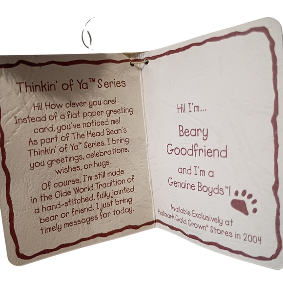 NWT Boyds Bear Plush Head Bean Collection Beary Goodfriend Holly Pillow 8" 2004 - Picture 7 of 9